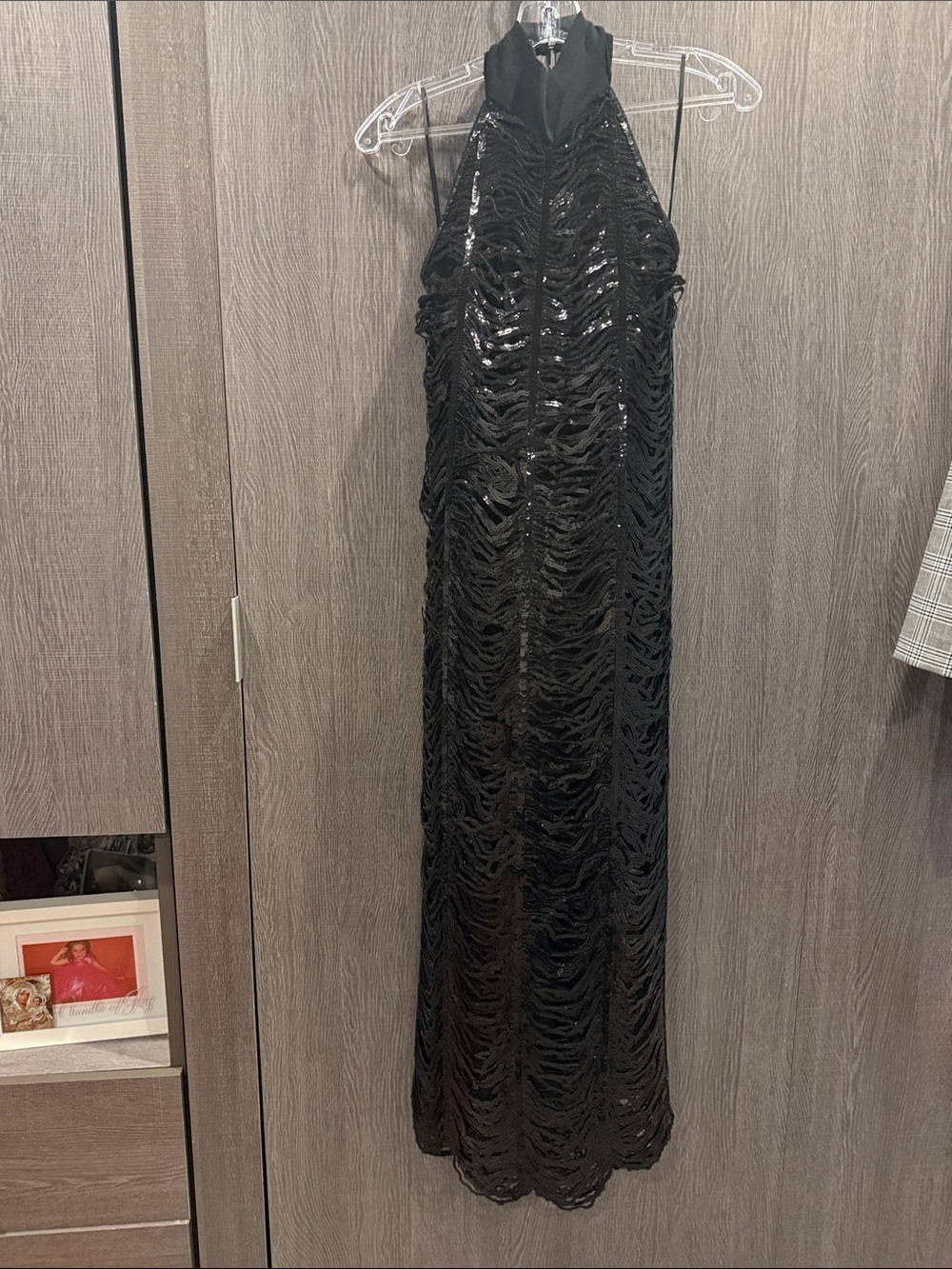 Zara Black Sequin Halter Maxi Dress